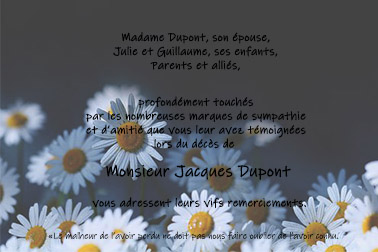 Faire Part Deces Ou Remerciement Carte Marguerite T Imprim